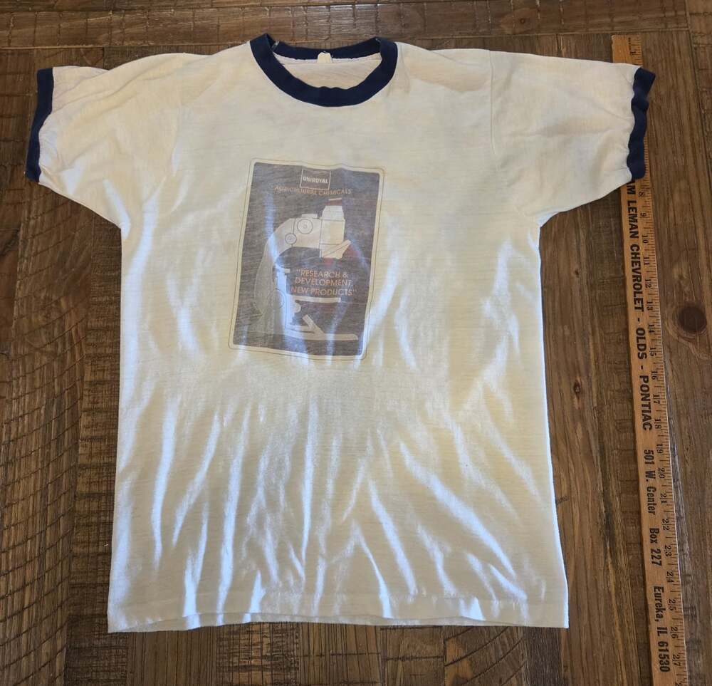 vintage Made In The USA Ringer tshirt Uniroyal Agricultural Chemical size L